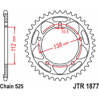 JT SPROCKETS Rear Sprocket - 45 Tooth - Yamaha JTR1877.45