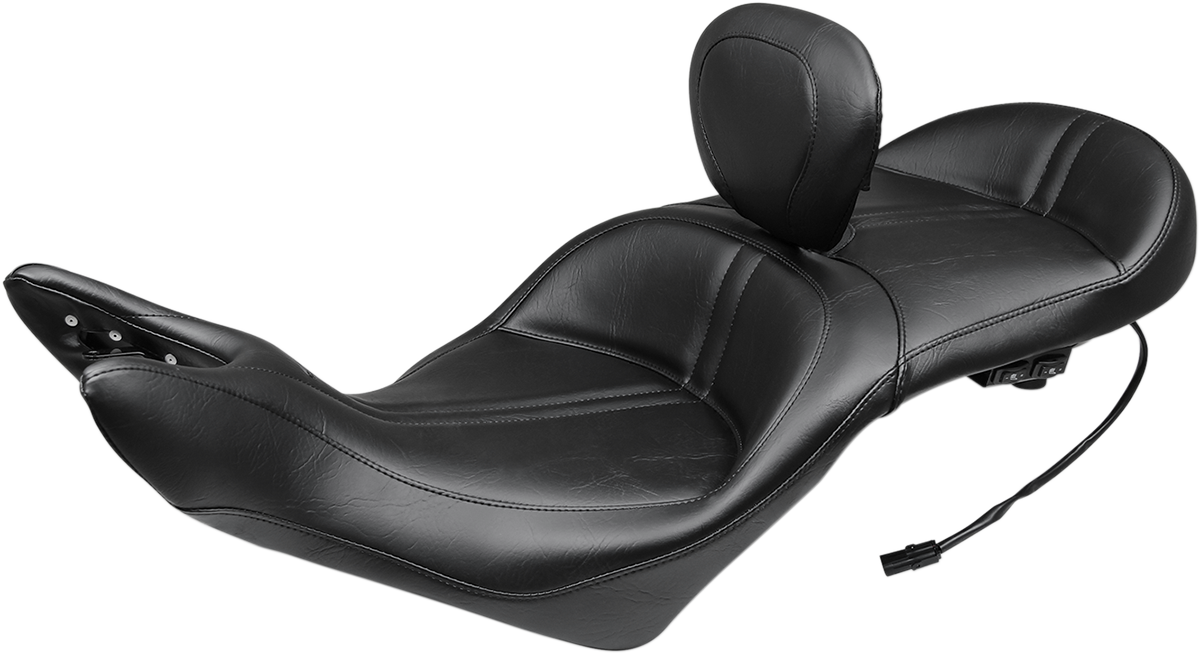 MUSTANG One-Piece Touring Seat - Heated - w/ Driver Backrest - Black 79723