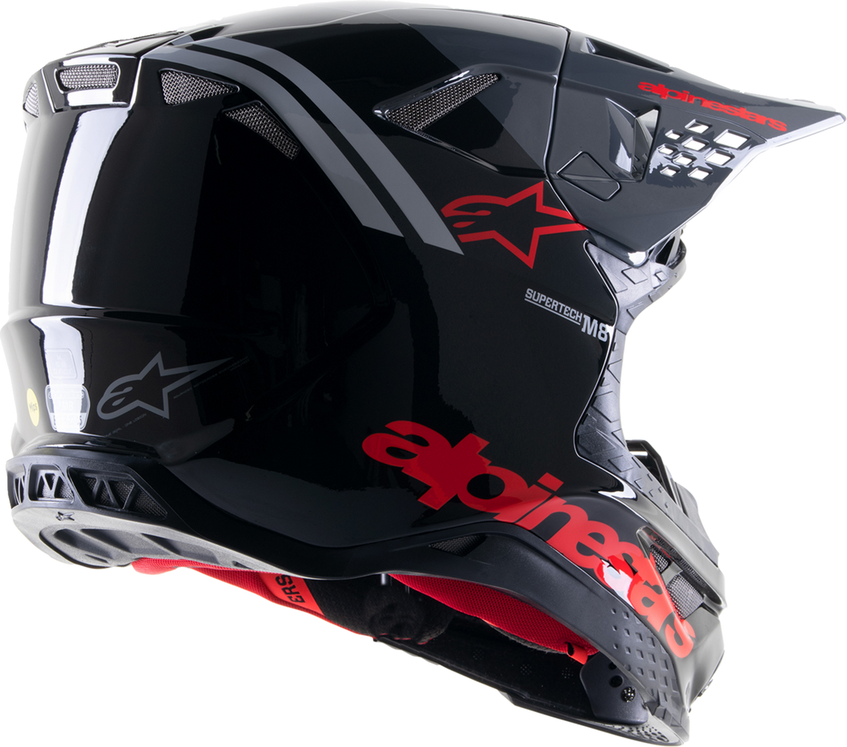 ALPINESTARS Supertech M8 Helmet - Radium 2 - MIPS® - Gloss Black/Neon Red - XS 8301523-1397-XS