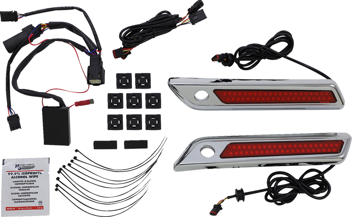 CUSTOM DYNAMICS Latch Light - Saddlebag - Dual Color - Red - Chrome CD-SBL-DC-RC