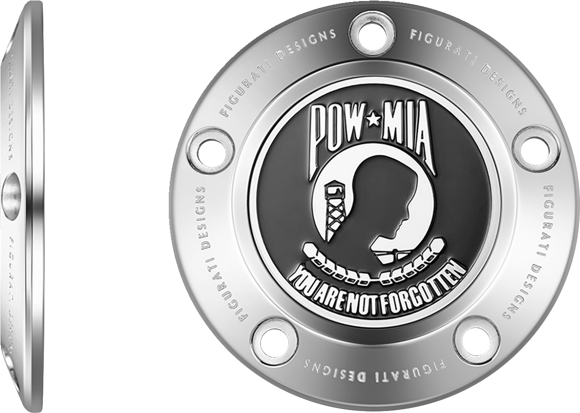 FIGURATI DESIGNS Timing Cover - 5 Hole - POW MIA - Stainless Steel FD50-TC-5H-SS