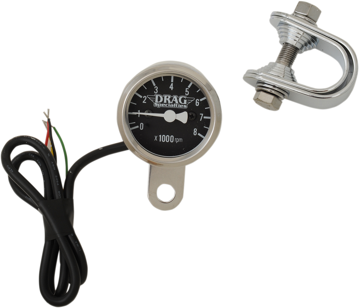 DRAG SPECIALTIES Electronic Mini Tachometer - Steel Housing - LED Illuminated Black Face - 1-7/8" 21-6962NUDS