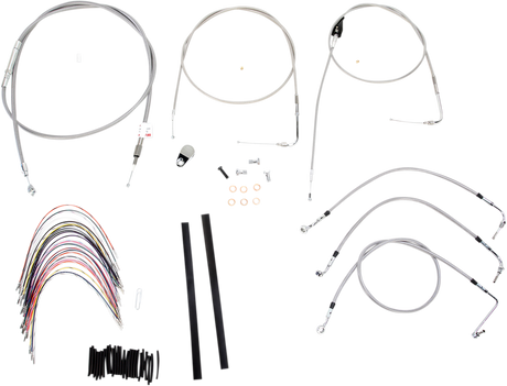 BURLY BRAND Handlebar Cable/Brake Line Kit - Complete - 18" Ape Hanger Handlebars - Stainless Steel B30-1084