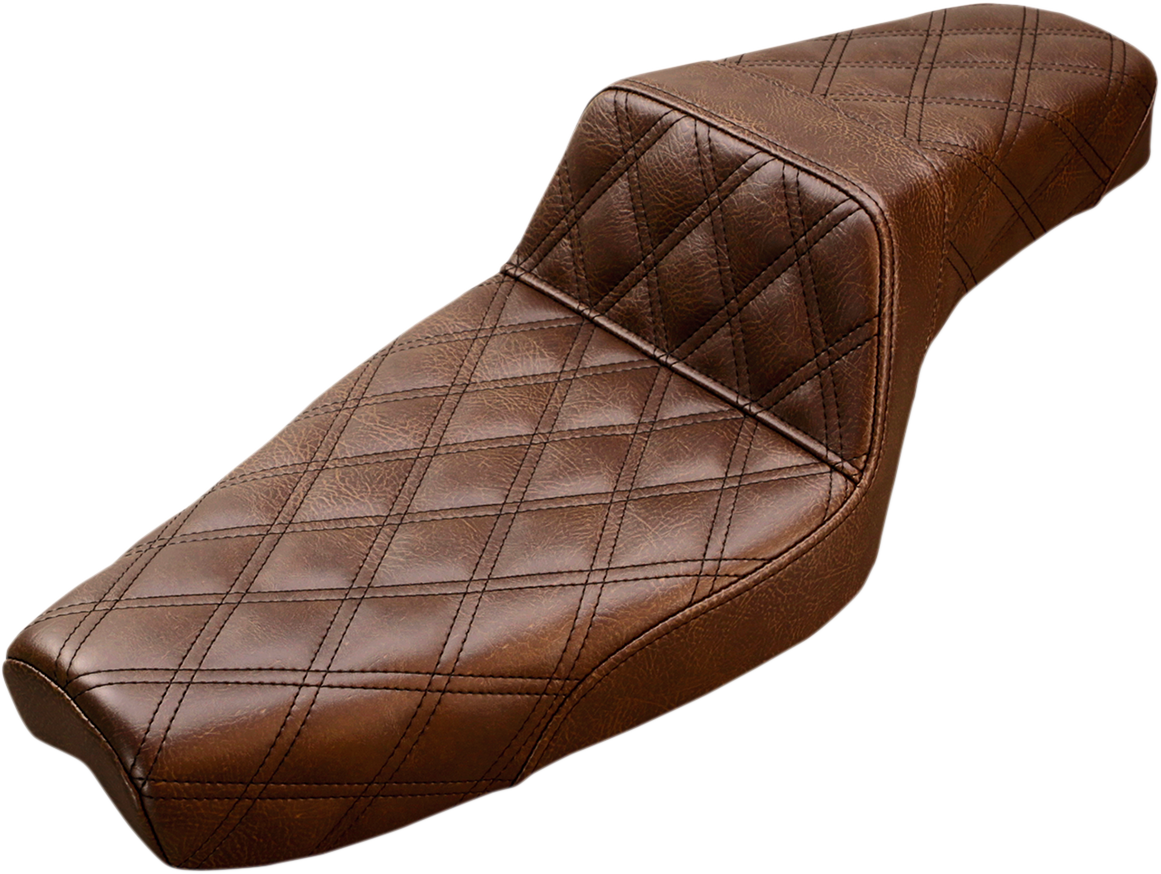 SADDLEMEN Step-Up Seat - Full Lattice Stitch - Brown - XL 807-03-175BR