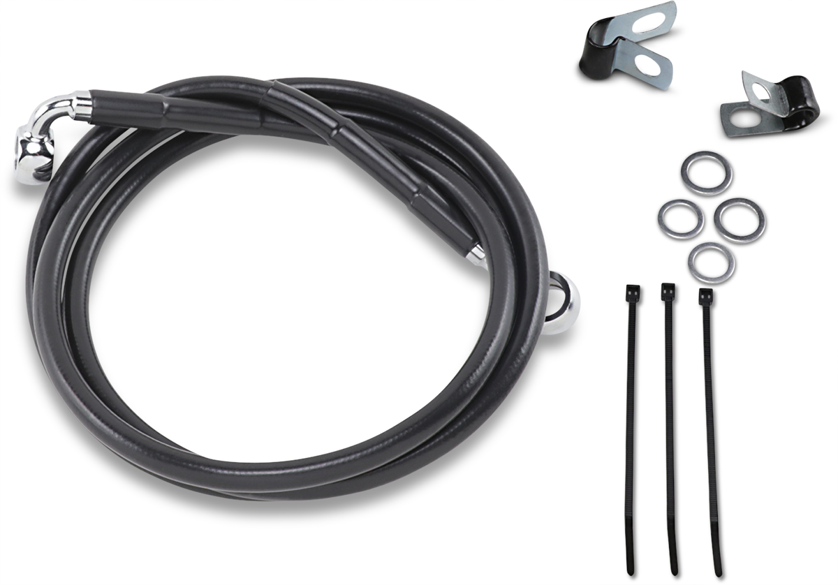 DRAG SPECIALTIES Brake Line - Front - Black - +8" - '99-'07 FXST 640210-8BLK