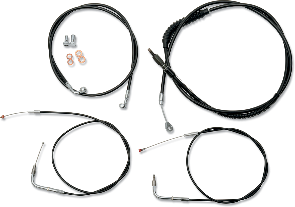 LA CHOPPERS Handlebar Cable/Brake Line Kit - 15" - 17" Ape Hanger Handlebars - Black Vinyl LA-8220KT-16B