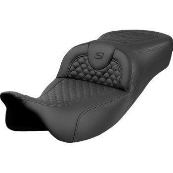 SADDLEMEN Roadsofa™ Extended Reach Seat - Dragon Scale Stitch - Black Stitch - w/o Backrest - FLH/FLT '08-'24 808-07B-20900