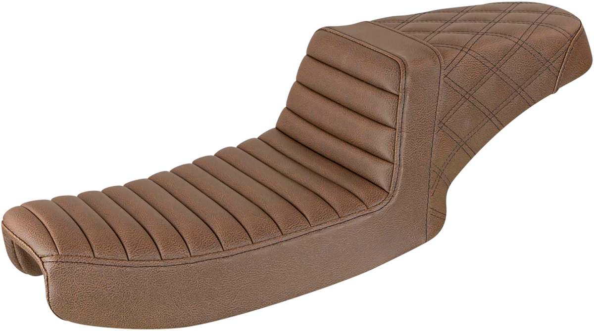 SADDLEMEN Step-Up Seat - Front Tuck-n-Roll/Rear Lattice Stitch - Brown 891-04-176BR