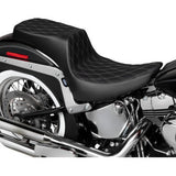 DRAG SPECIALTIES Performance Predator 2-Up Seat - Vinyl - Double Diamond - Silver Thread - FL '00-'17 0802-1642