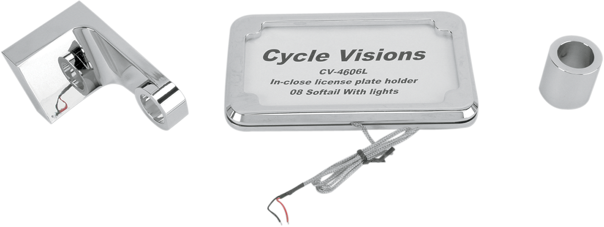 CYCLE VISIONS Vertical License Plate Mount with Light - '08-'17 ST - Chrome CV-4606L