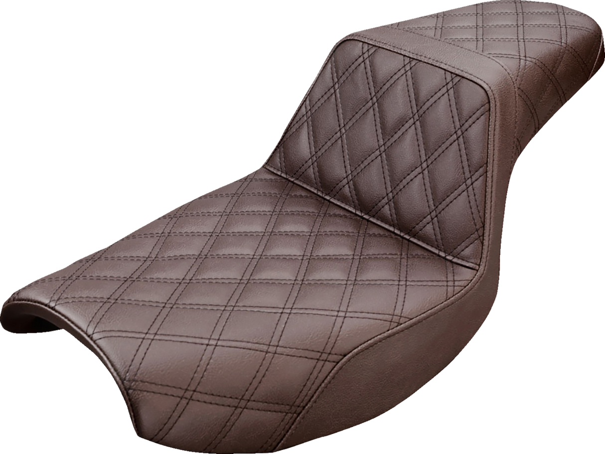 SADDLEMEN Step-Up Seat - Full Lattice Stitch - Brown - FXR 882-09-175BR