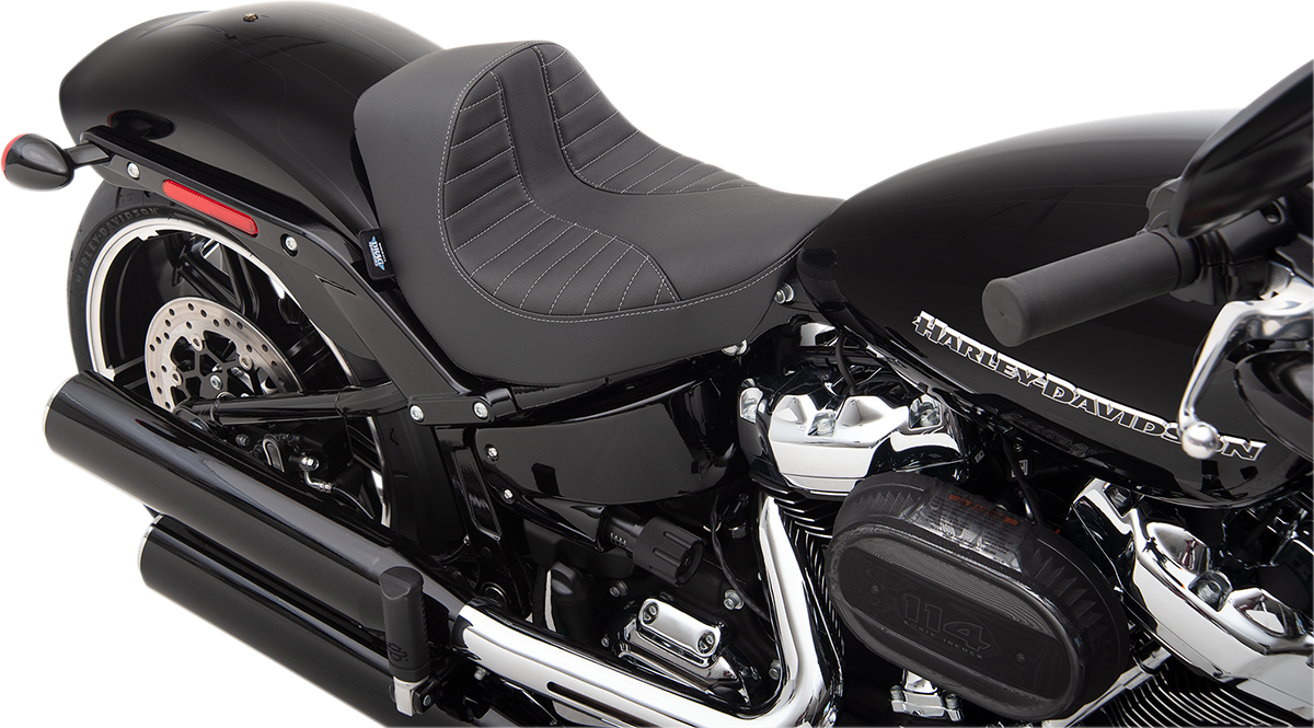 DRAG SPECIALTIES EZ-Solo Seat - Scorpion Stitch - Silver Thread - Vinyl - FXBR/S ACT EZ-ON MOUNT STYLE 0802-1273