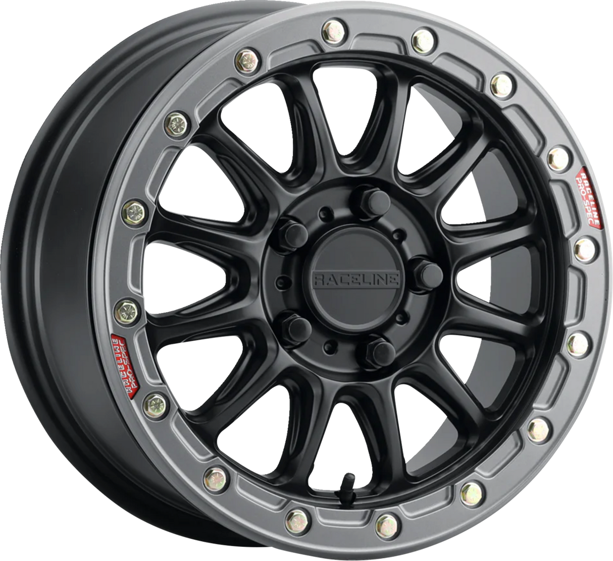 RACELINE WHEELS Wheel - Alpha - Front/Rear - Black/with Gun Metal Ring - 15x7 - 5/114.3 - 3+4 (+25 mm) A14BG-57012+25