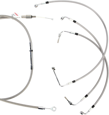 BURLY BRAND Handlebar Cable/Brake Line Kit - Complete - 13" Ape Hanger Handlebars - Stainless Steel B30-1103