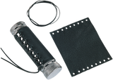 DRAG SPECIALTIES Grip Cover - Twist - Leather - Harley Davidson - Black DS243058