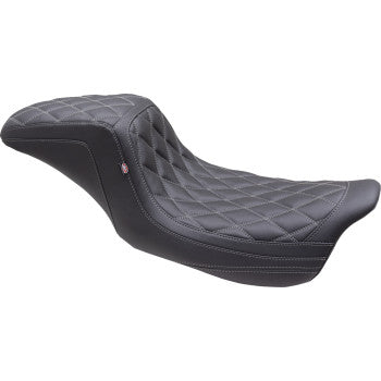 MUSTANG One Piece 2-Up Squareback Seat - Double Diamond - Gun Metal Stitch - FL '08-'24 75299GM