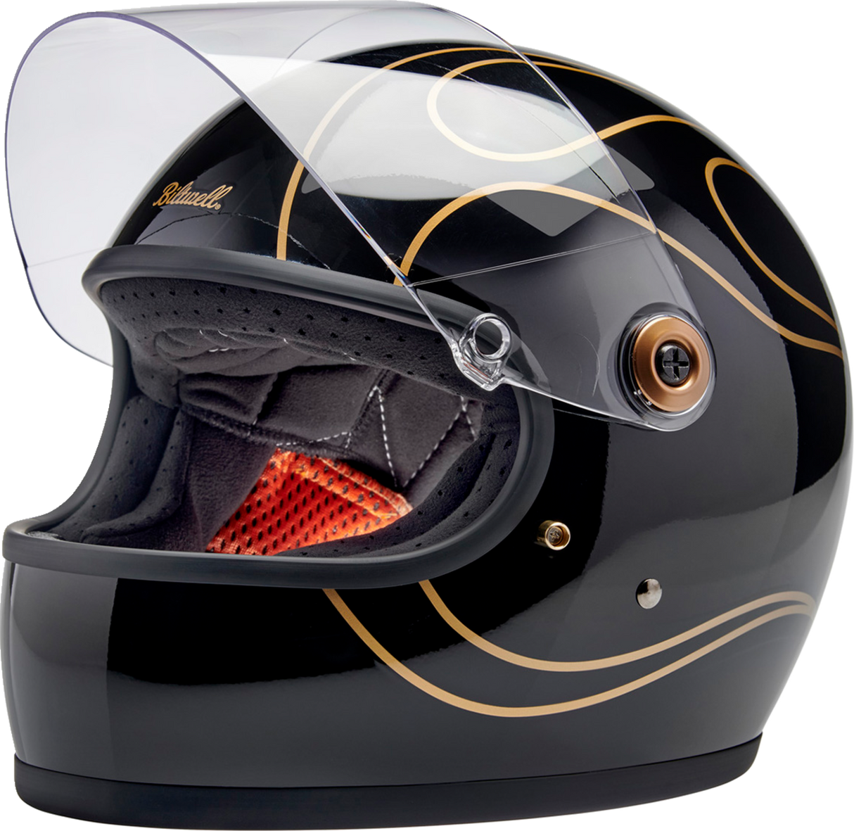 BILTWELL Gringo S Helmet - Gloss Black Flames - XS 1003-567-501