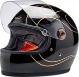 BILTWELL Gringo S Helmet - Gloss Black Flames - XS 1003-567-501