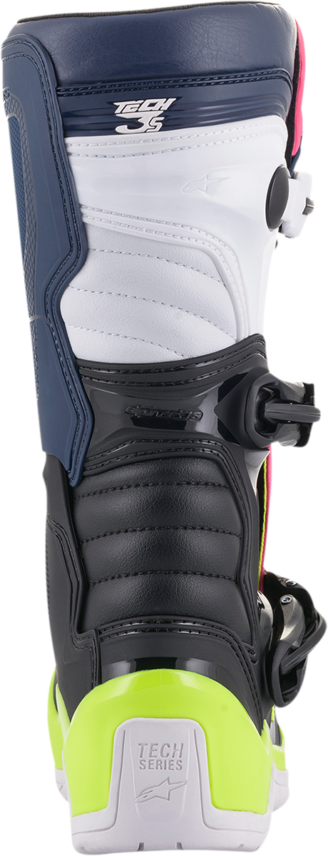 ALPINESTARS Tech 3S Boots - Black/Blue/Pink/White/Yellow - US 2 2014018-1176-2