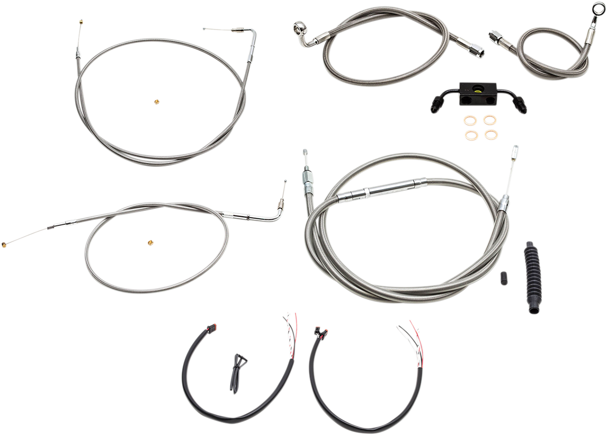 LA CHOPPERS Handlebar Cable/Brake Line Kit - Complete - Mini Ape Hanger Handlebars - Stainless LA-8321KT2-08