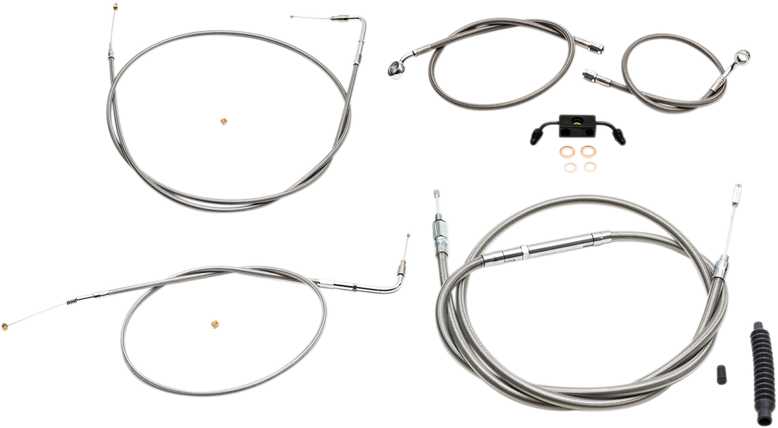 LA CHOPPERS Handlebar Cable/Brake Line Kit - 12" - 14" Ape Hanger Handlebars - Stainless Steel LA-8231KT-13