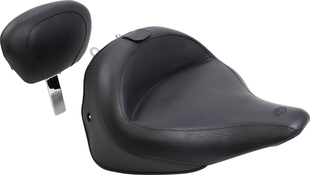 MUSTANG Wide Solo Seat - With Backrest - Vintage - Black - Smooth 79914