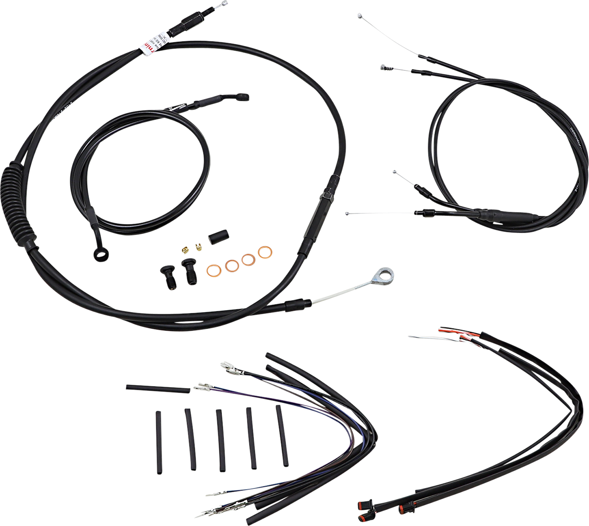 BURLY BRAND Cable Kit - Jail Bar - 14" Handlebars - Black Vinyl B30-1151