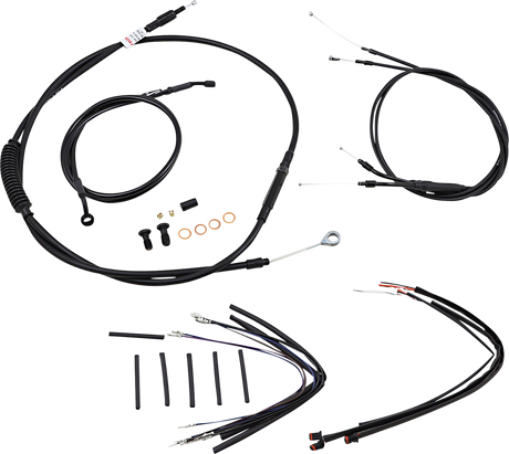 BURLY BRAND Cable Kit - Jail Bar - 14" Handlebars - Black Vinyl B30-1151