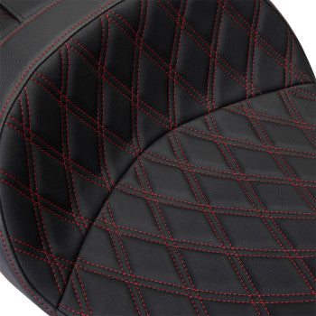 DRAG SPECIALTIES Freedom Seat - Vinyl - Double Diamond Red Stitch - FLH '09-'23 0801-1484