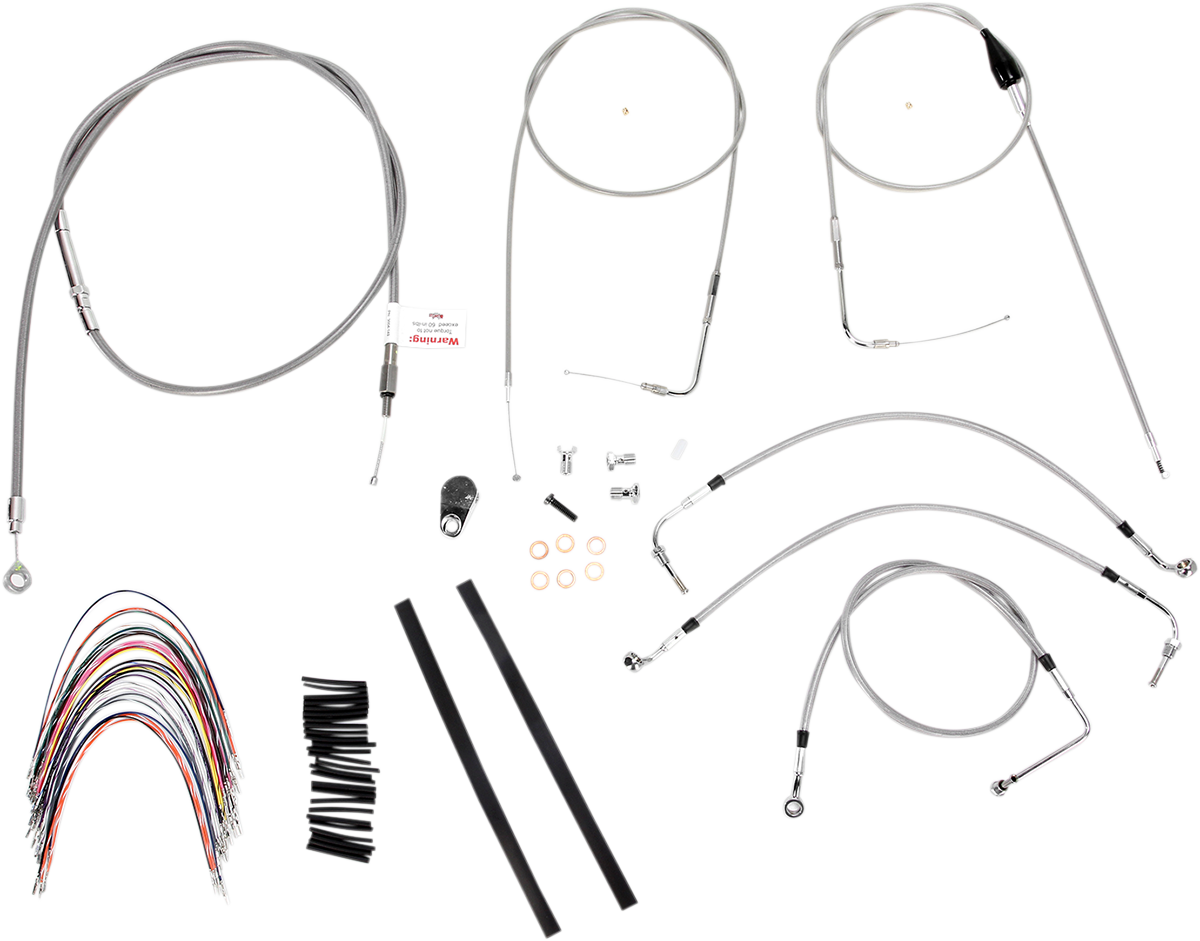 BURLY BRAND Handlebar Cable/Brake Line Kit - Complete - 14" Ape Hanger Handlebars - Stainless Steel B30-1088