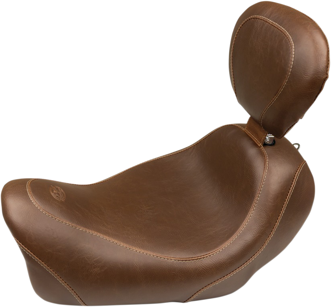 MUSTANG Seat - Wide Tripper Solo - with Backrest - Smooth - Brown 79796