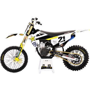 New Ray Toys Rockstar Husqvarna Team Bike 2020 - Jason Anderson - 1:12 Scale - Black/White/Yellow 58233