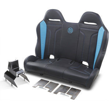 BS SAND Performance Bench Seat - Double T - Black/Titanium Blue - Maverick X3 '16-'20 PEBETBDTC