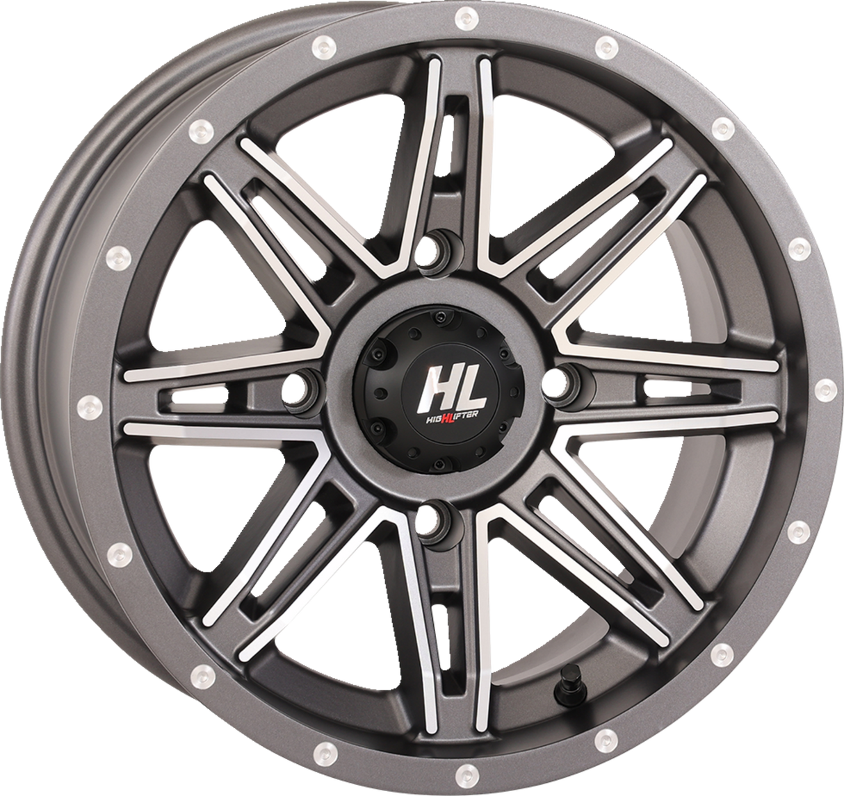 HIGH LIFTER Wheel - HL22 - Front/Rear - Gun Metal Gray w/Machined - 14x7 - 4/156 - 4+3 (+10 mm) 14HL22-1856