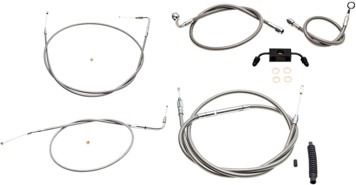 LA CHOPPERS Handlebar Cable/Brake Line Kit - 12" - 14" Ape Hanger Handlebars - Stainless Steel LA-8321KT-13