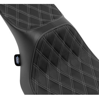 DRAG SPECIALTIES Predator III 2-Up Seat - Double Diamond - Silver Stitching - FLT/FLH '23-'24 0801-1932