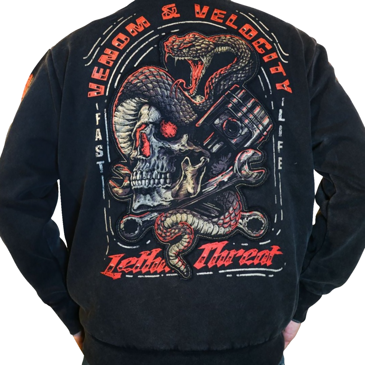 LETHAL THREAT Venom & Velocity Zip-Up Hoodie - Black - 4XL HD84075-4XL