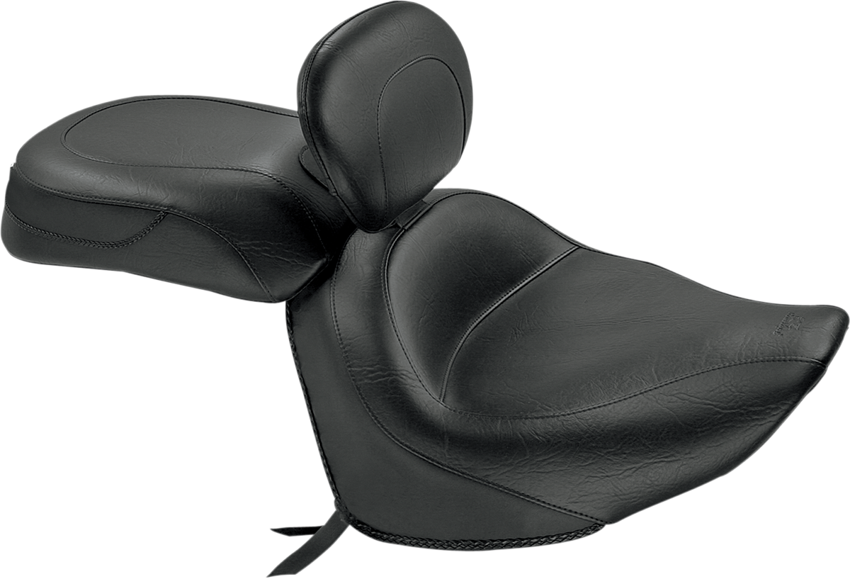 MUSTANG Seat - Vintage - Wide - Touring - With Driver Backrest - Two-Piece - Smooth - Black - Raider 79551