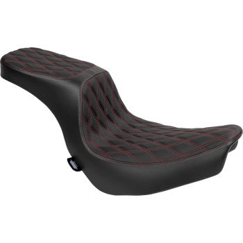 DRAG SPECIALTIES Predator 2-Up Seat - Vinyl - Double Diamond - Red Stitching - FLSB/FXLRS '18-'24  0802-1637