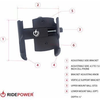 RidePower Phone Holder - Large - 1-1/2" Handlebar Mount RPMTLMOUNTLG15