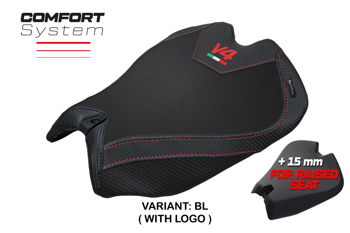 Tappezzeria Italia Ducati Panigale V4 2025 Seat Cover Comfort Black Logo V4