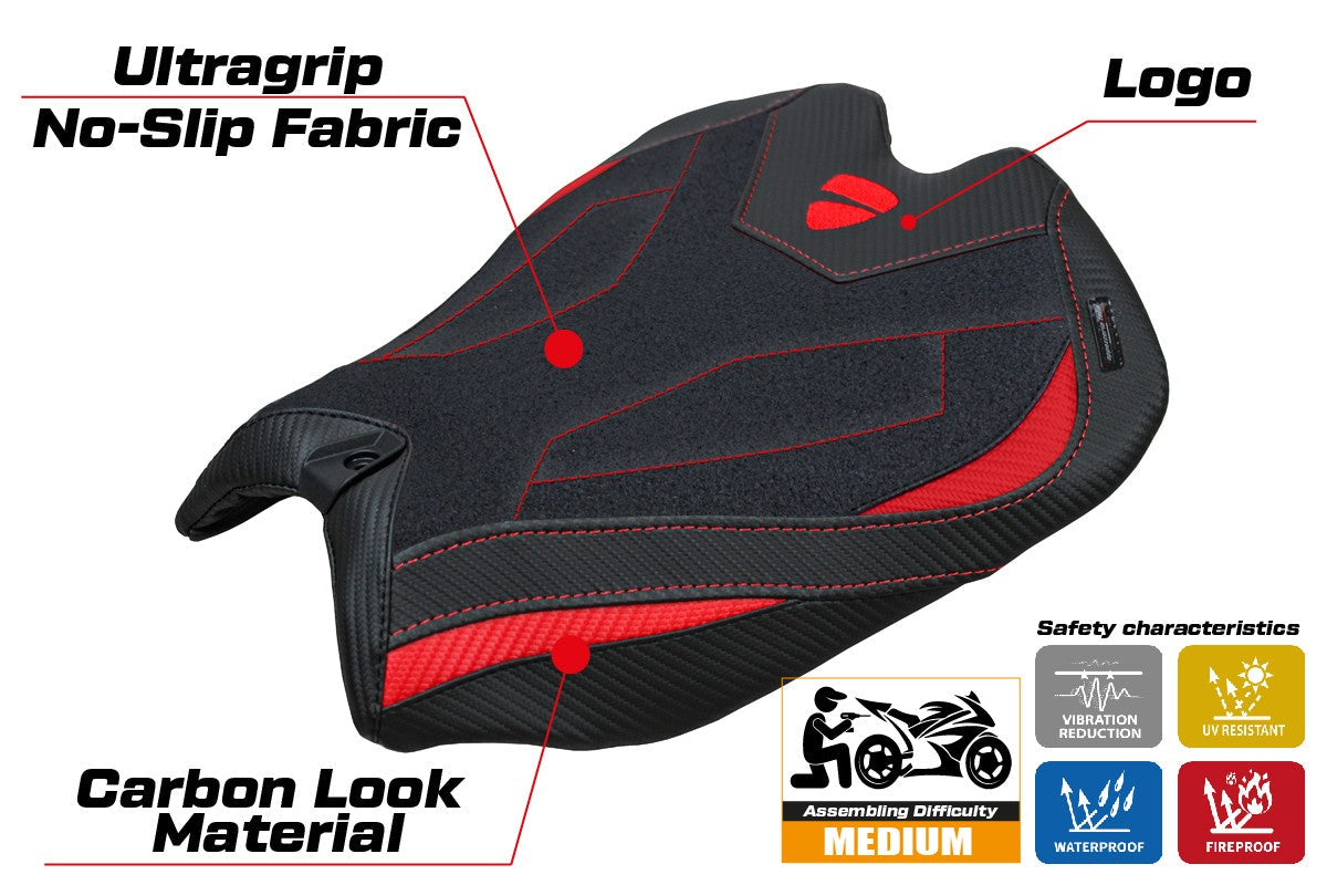 Tappezzeria Italia Ducati Panigale V4 2025 Seat Cover Ultragrip Red Black Logo Ducati