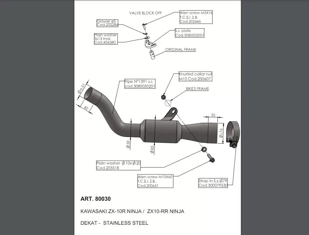 LEOVINCE Cat Eliminator Link Pipe Ninja ZX-10R /RR 2021-2025  80030