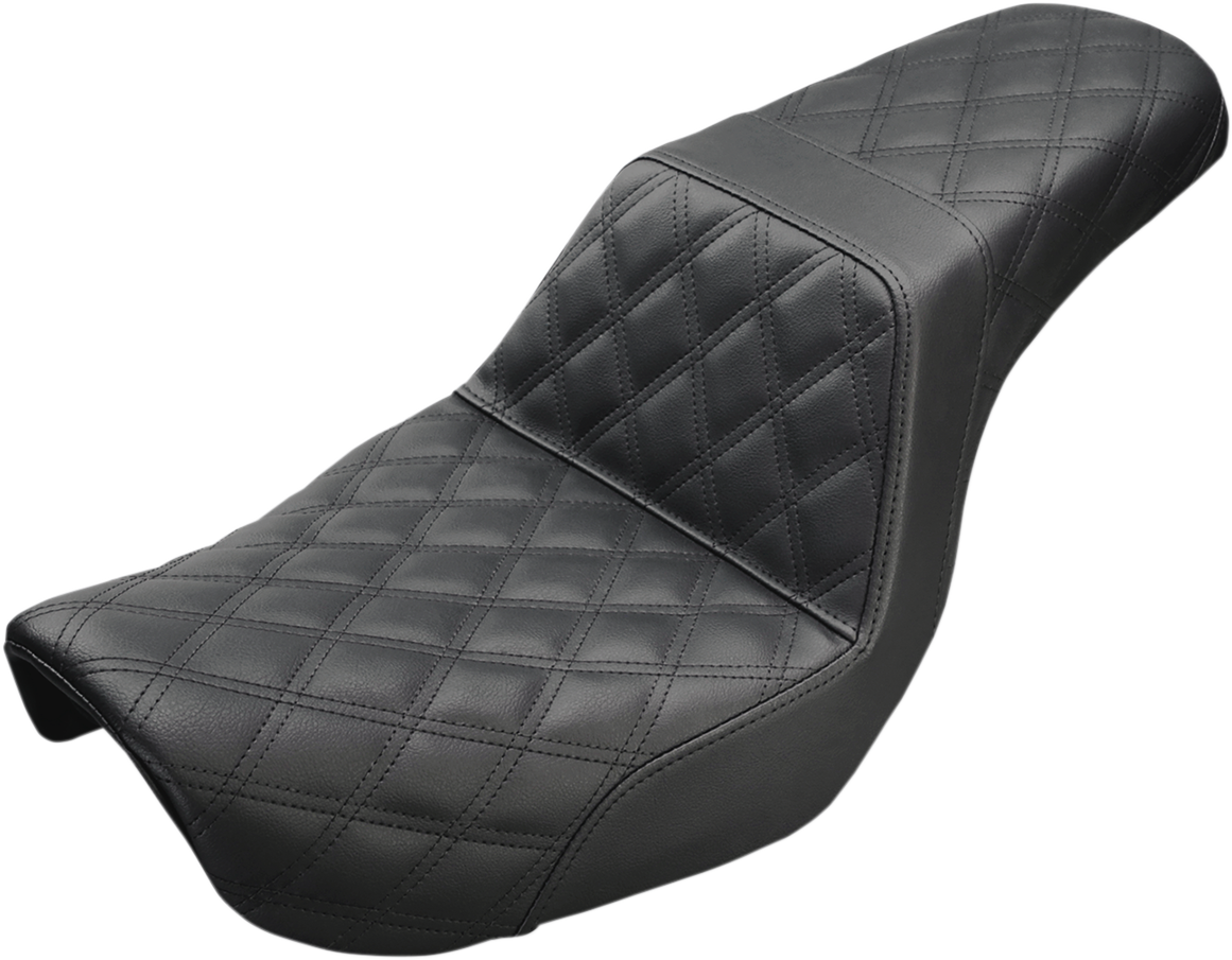 SADDLEMEN Step-Up Seat - Full Lattice Stitch - Black - Dyna 804-04-175