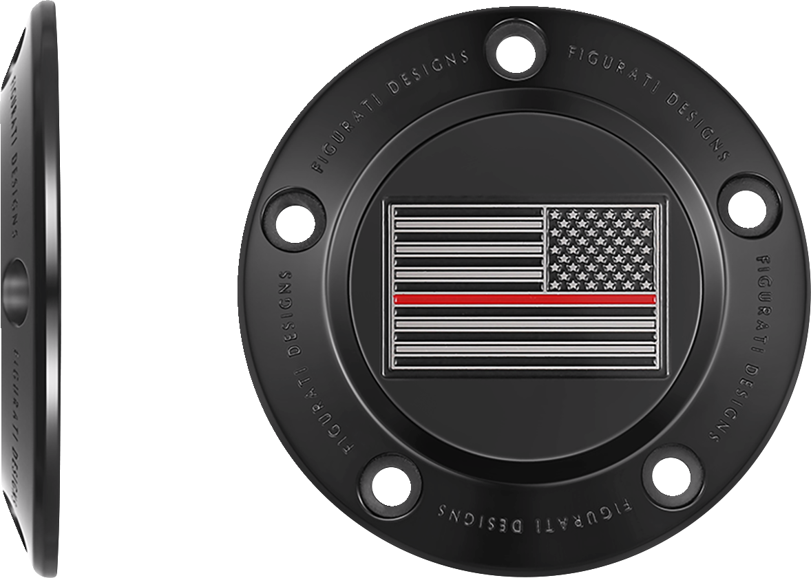 FIGURATI DESIGNS Timing Cover - 5 Hole - American - Red Line - Black FD75-TC-5H-BLK