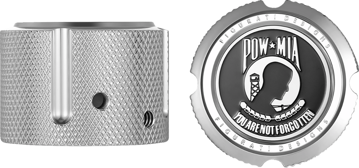 FIGURATI DESIGNS Front Axle Nut Cover - Stainless Steel - POW MIA FD50-FAC-SS