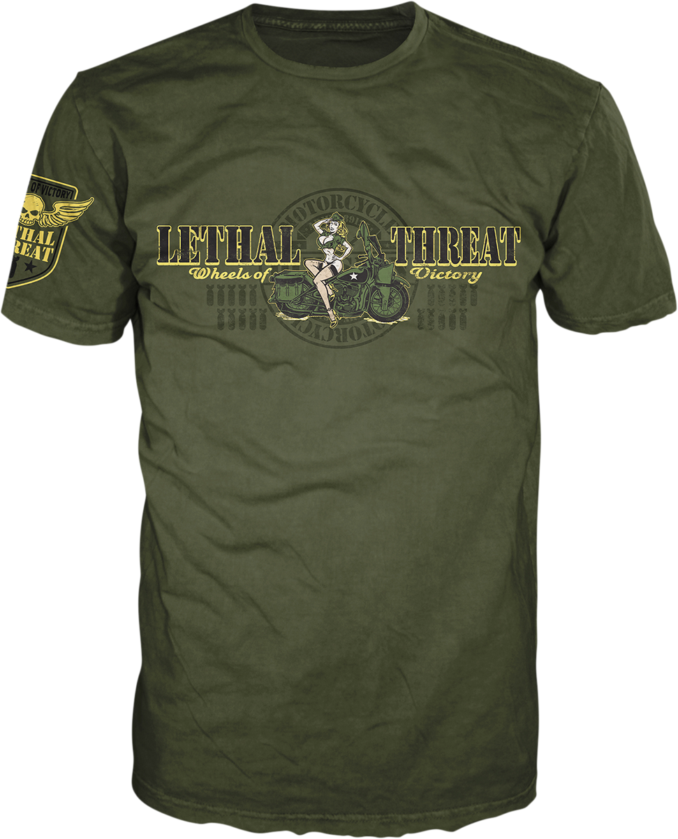 LETHAL THREAT Wheels of Victory T-Shirt - Green - Large VV40168L