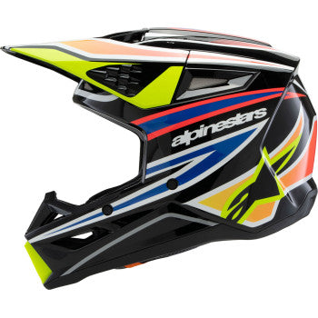 ALPINESTARS Youth SM3 Helmet - Wurx - Gloss Black/Yellow Fluo/Blue/Red Large 8302025-1574-YL