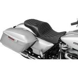 DRAG SPECIALTIES SEATS  Extended Reach Freedom Seat - Vinyl - Double Diamond - Silver Stitch - FLT/FLH '09-'24 0801-1981