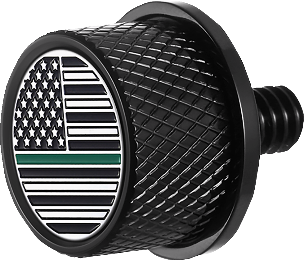 FIGURATI DESIGNS Seat Mounting Knob - Black - Green Line American Flag FD72-SEAT KN-BK